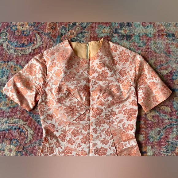 60s floral brocade handmade dress - Picture 3 of 7